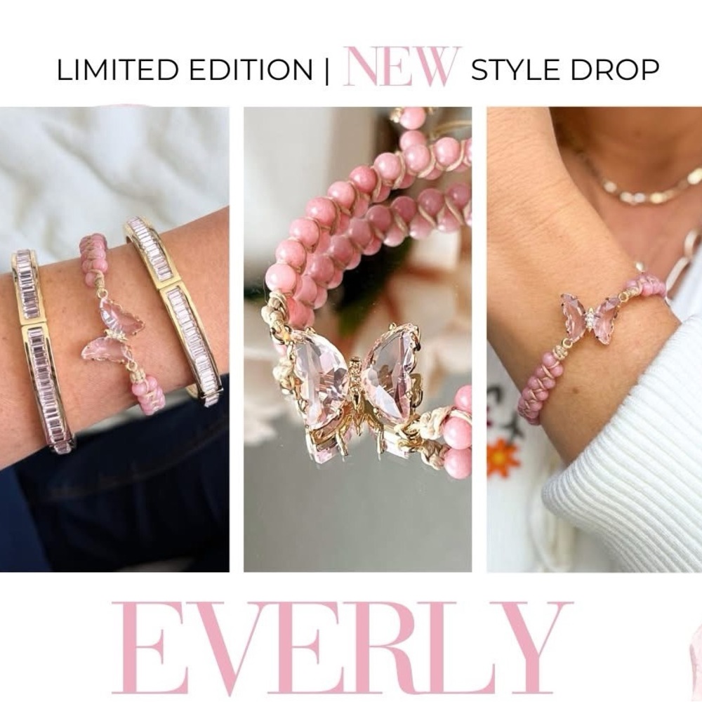 Park Lane EVERLY Bracelet Pink Quartz Blush Butterfly CZ adjustable NWT Retired - Picture 7 of 7